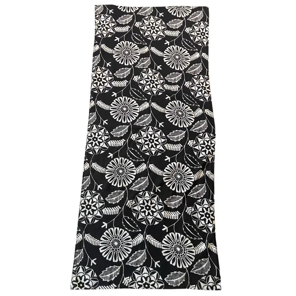 ECHO large black and beige floral 100% cotton scarf wrap 58-inches x 26-inches